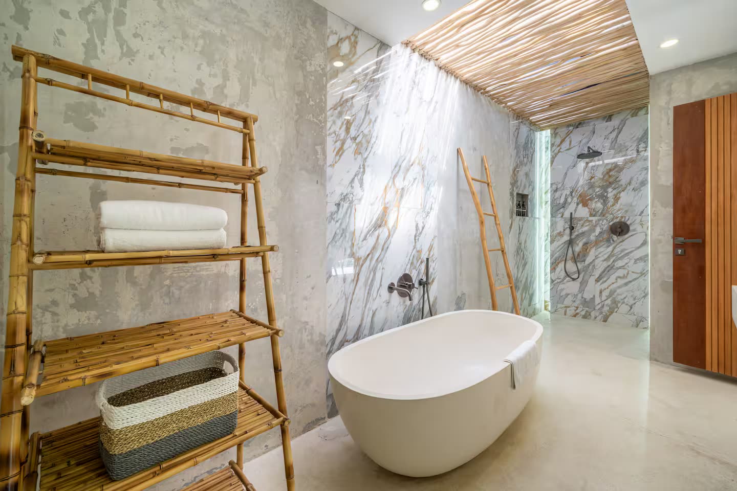 Marble bathroom shower area
