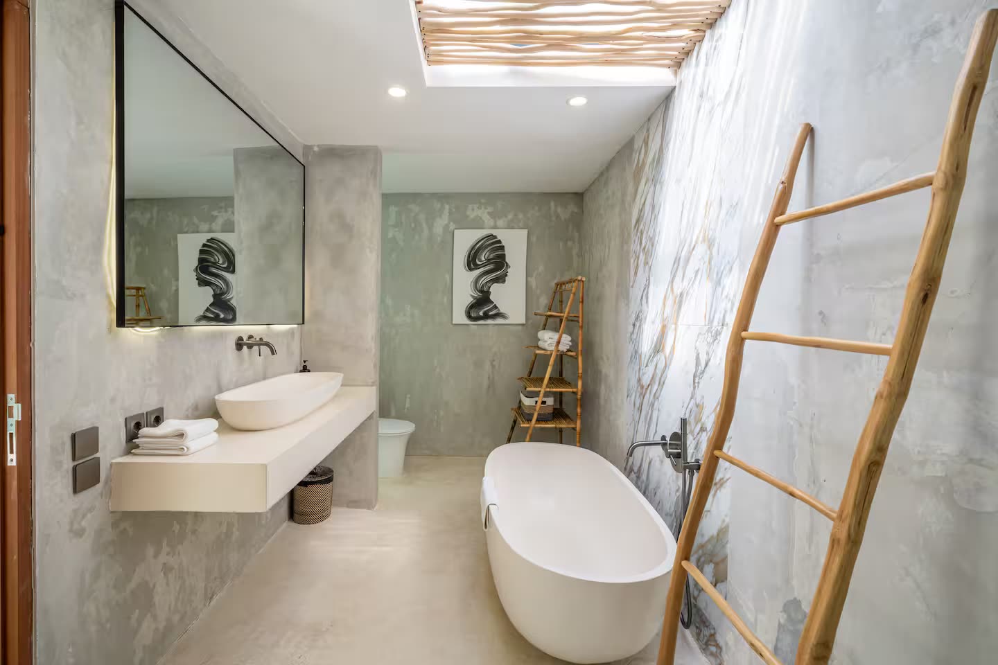 Marble bathroom with freestanding tub