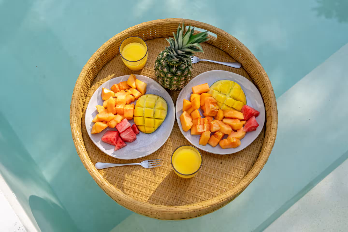 Floating breakfast in the pool