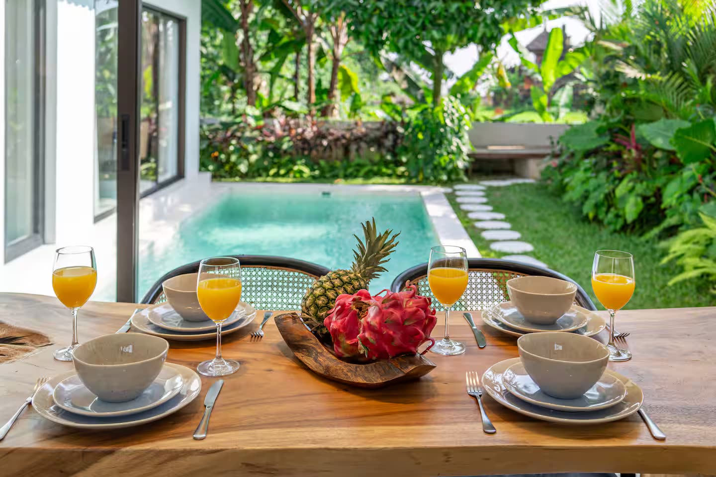 Tropical fruits on the dining table